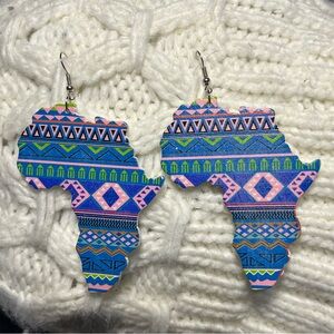Colorful African Map Earrings